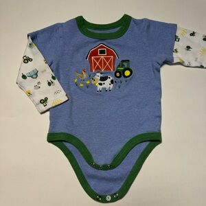 John Deere Farm patterned onesie